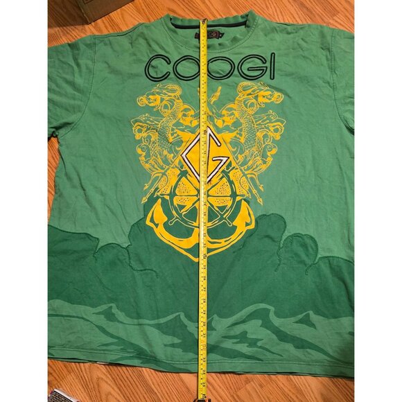 Coogi Mens Graphic T-Shirt 4XL Green Yellow Dragon Nautical Design Short Sleeve - Picture 7 of 10